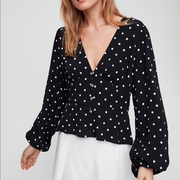 Wilfred Tops - Wilfred Black and White Polka Dot Prairie Blouse
